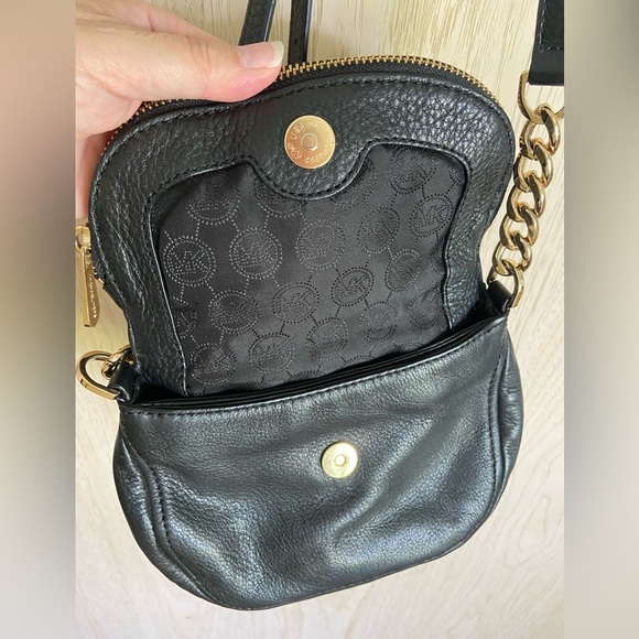 MICHAEL KORS Bedford Black Pebbled Leather Flap Crossbody Bag Purse $178 - Picture 6 of 14